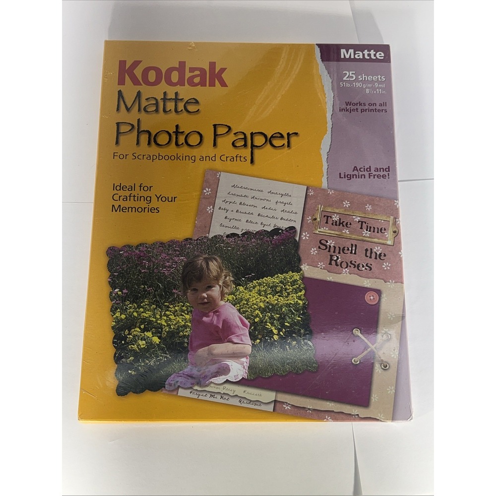 New Kodak Matte Photo Paper‎ Scrapbooking Photography Crafts 25 Sheets 8.5"x11"